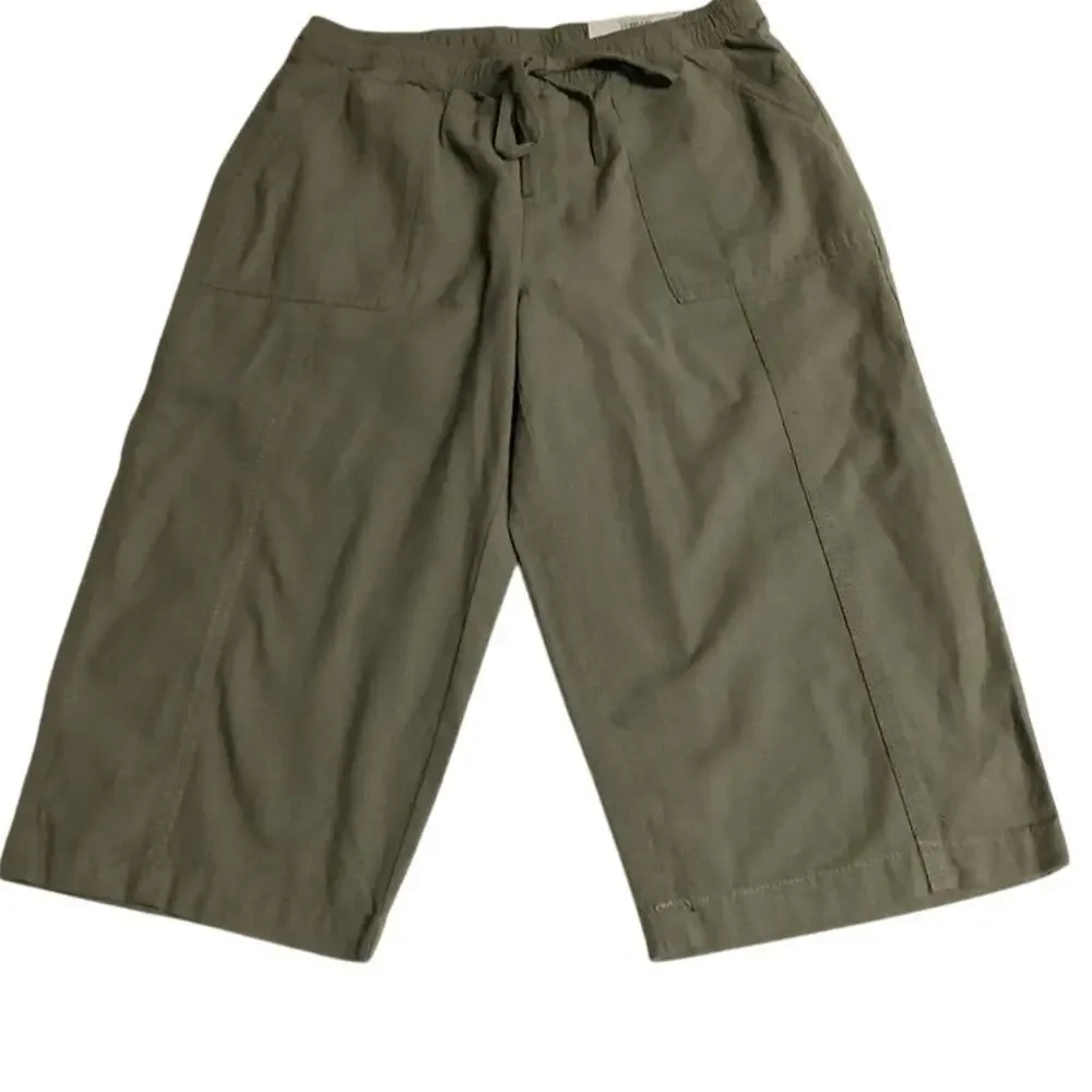 Style & Co Women's PM Green Drawstring Capri Pants Casual‎ Summer